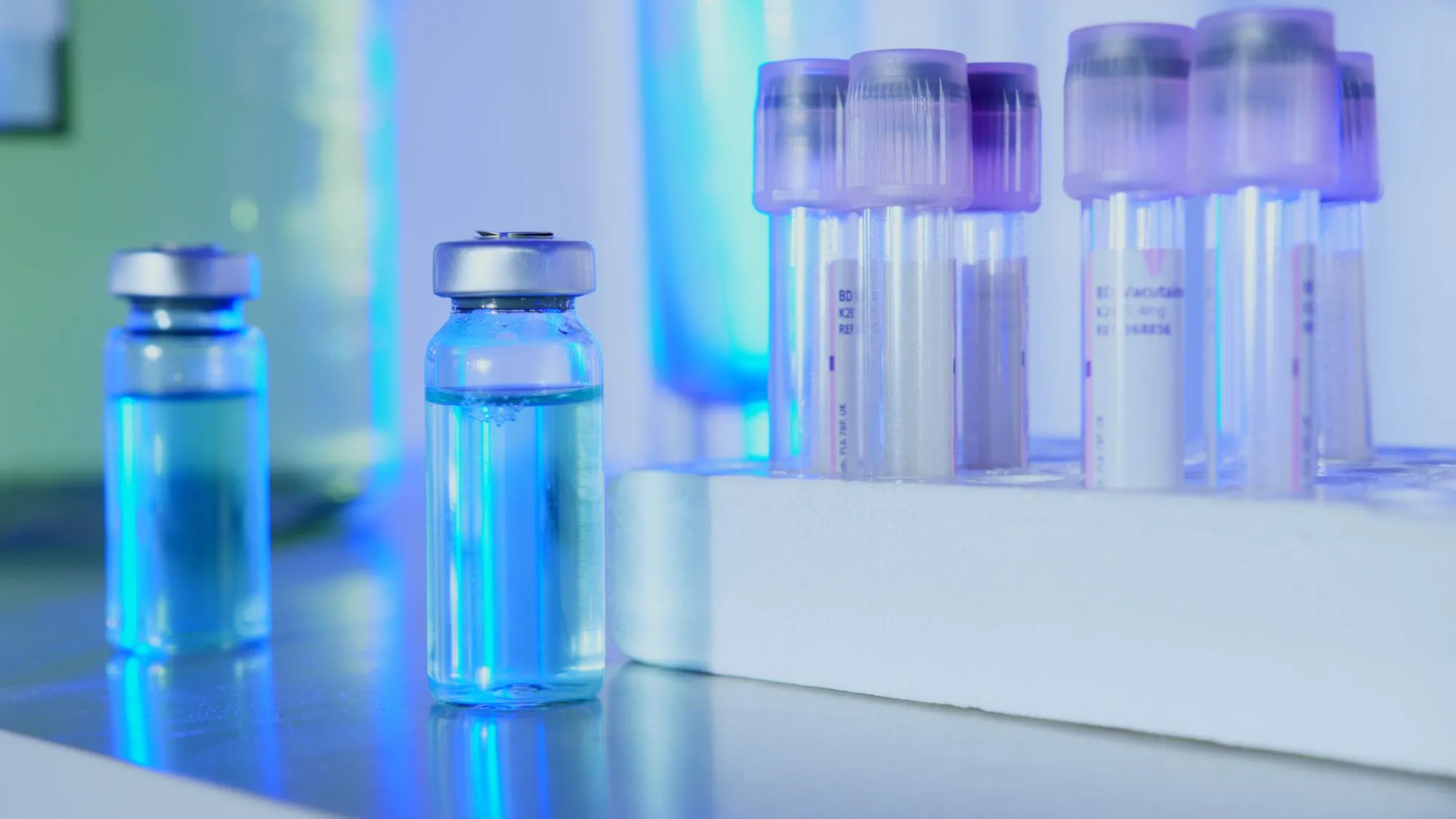 Glass vials in a clinical lab